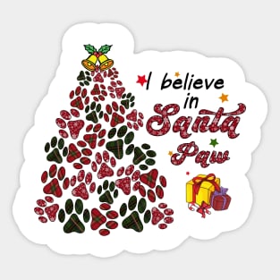 i believe in santa paw christmas dog tree Sticker